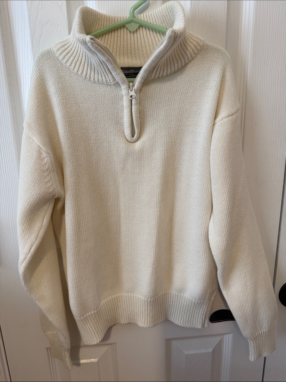 Cream Half-Zip Knit Sweater - kids